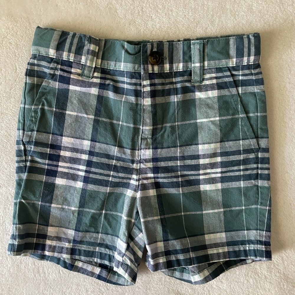 Janie and Jack Toddler Green Plaid Shorts